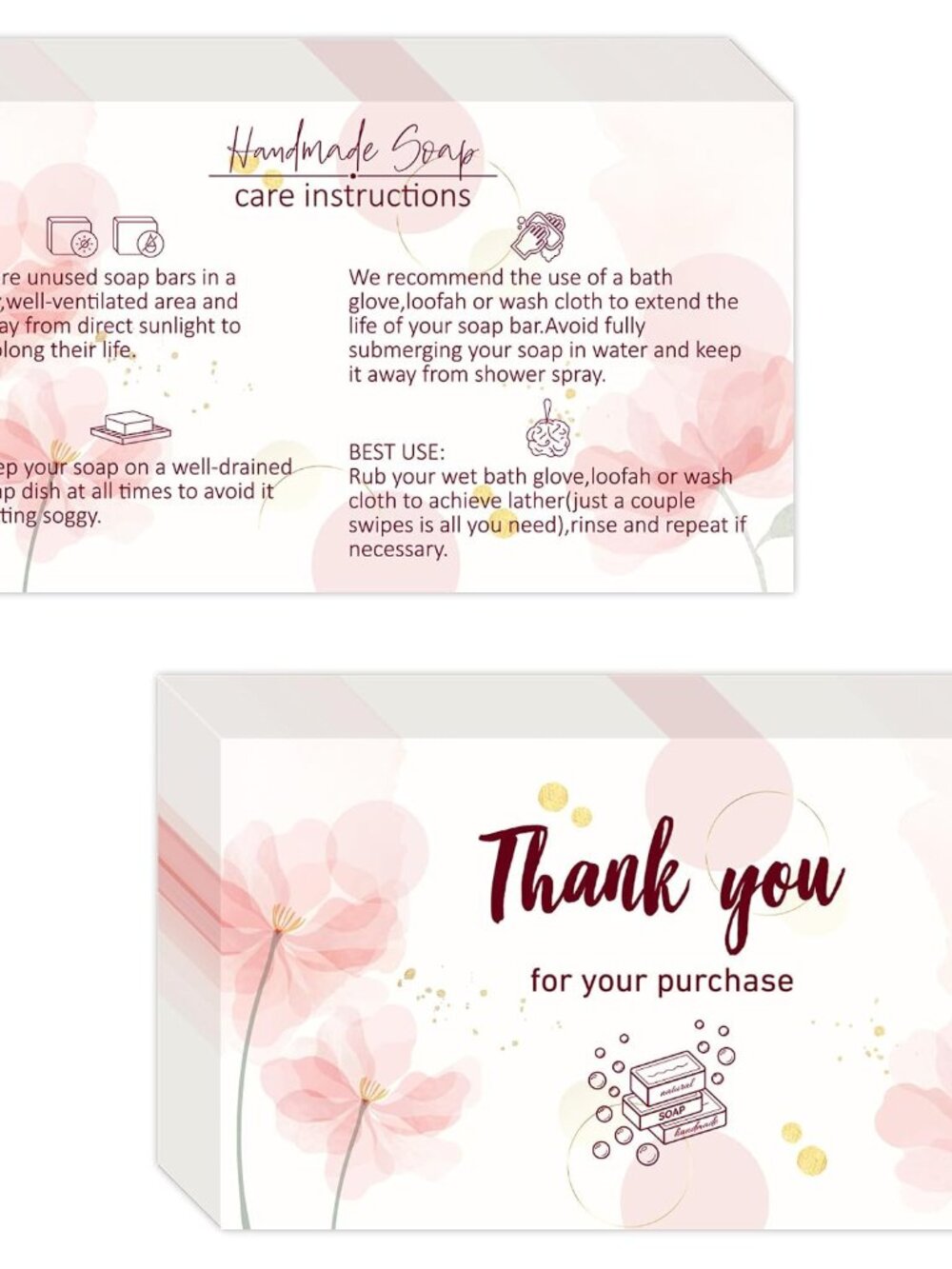 240 Pcs Handmade Soap Care Cards Soap Care Guide Card & Instructions